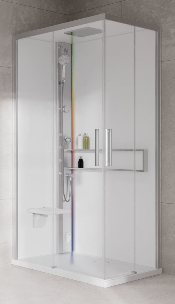 Novellini Glax 2 2.0 A kabina z hydromasażem 90x70 cm lewa parowa z brodzikiem srebrna G22A9079SM5-1BB