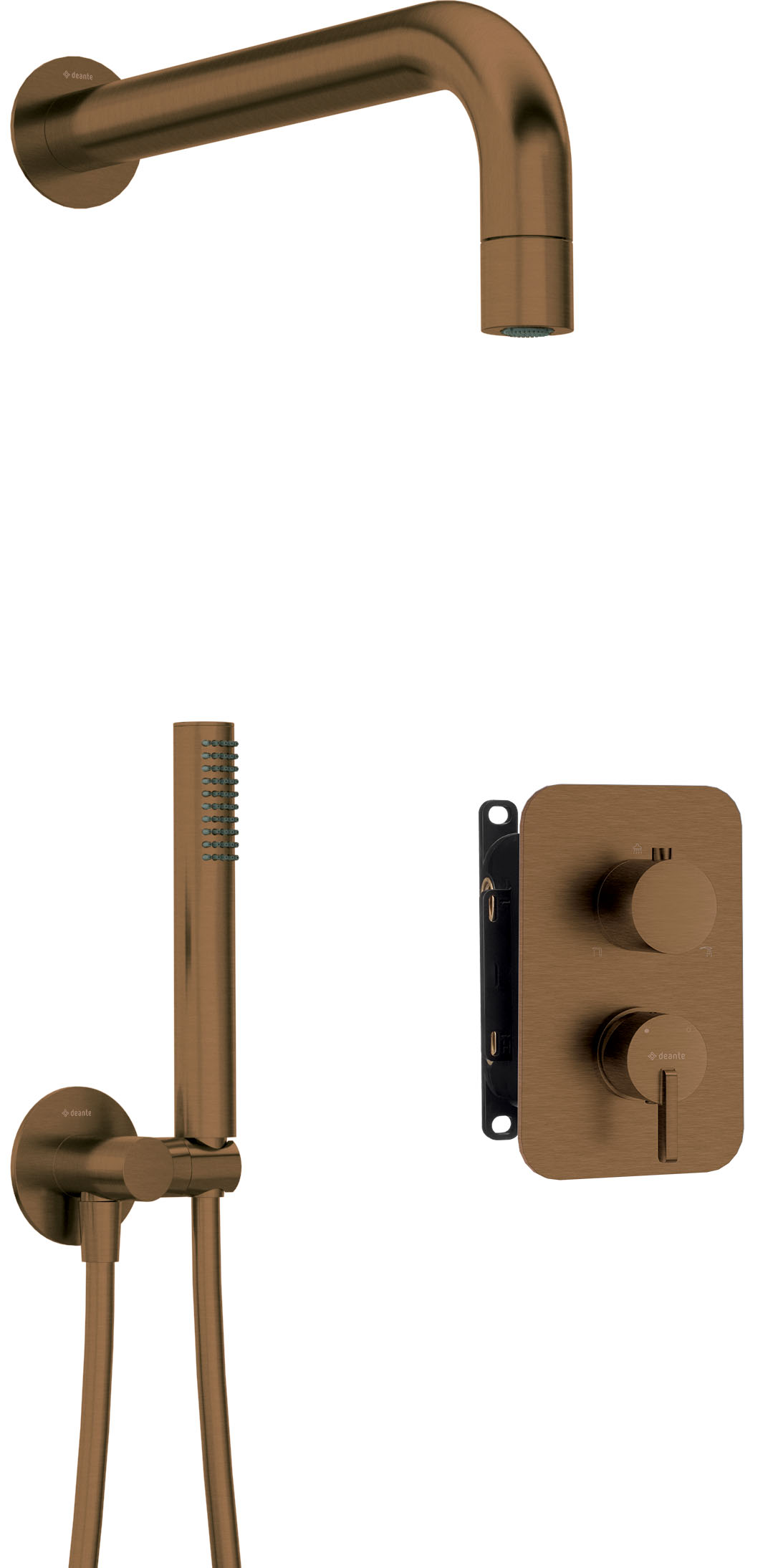 Deante Silia zestaw prysznicowy podtynkowy z deszczownicą brąz szczotkowany BXYZCQSM