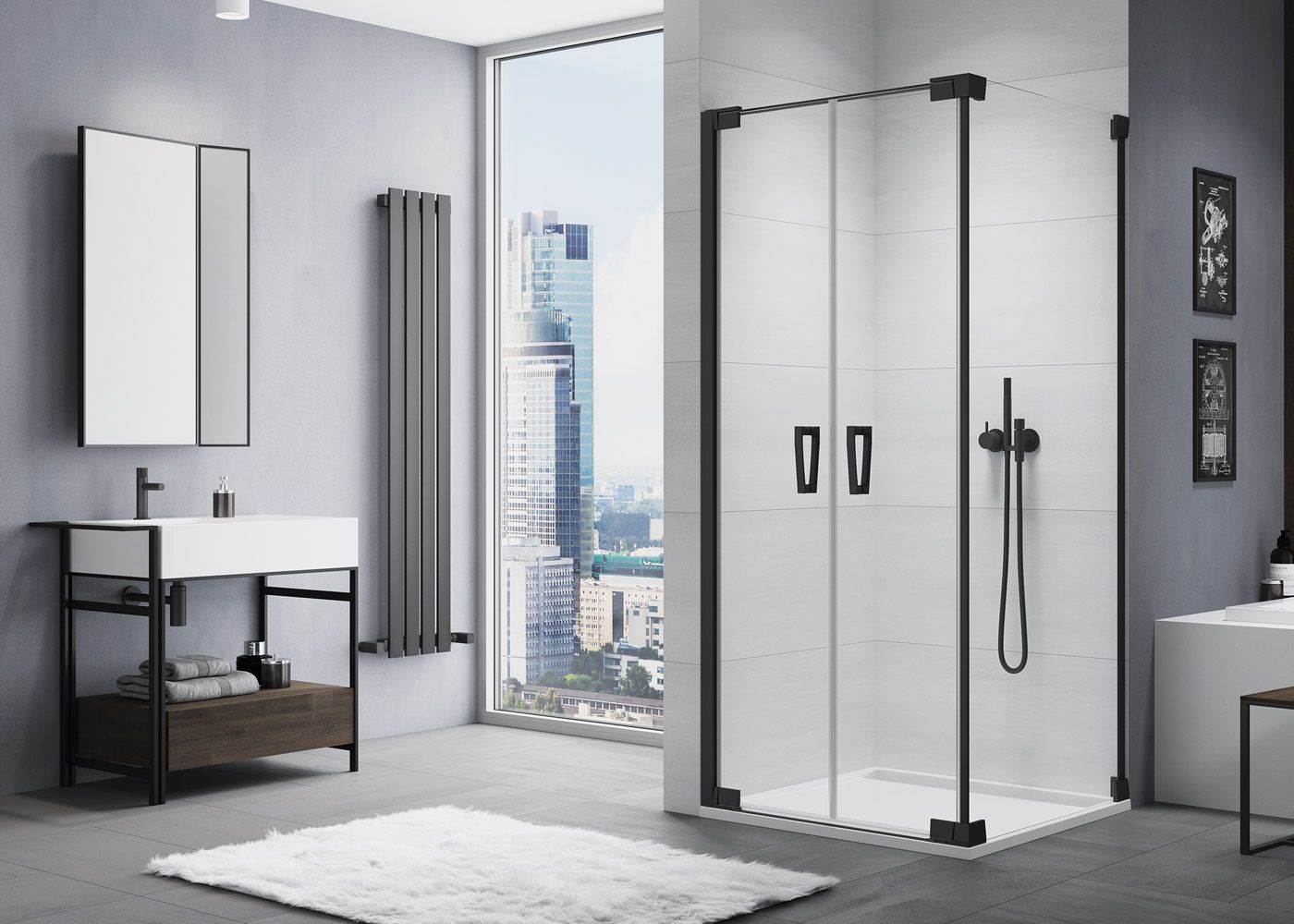 SanSwiss Cadura drzwi prysznicowe 80 cm wahadłowe czarny/szkło przezroczyste CA2C0800607