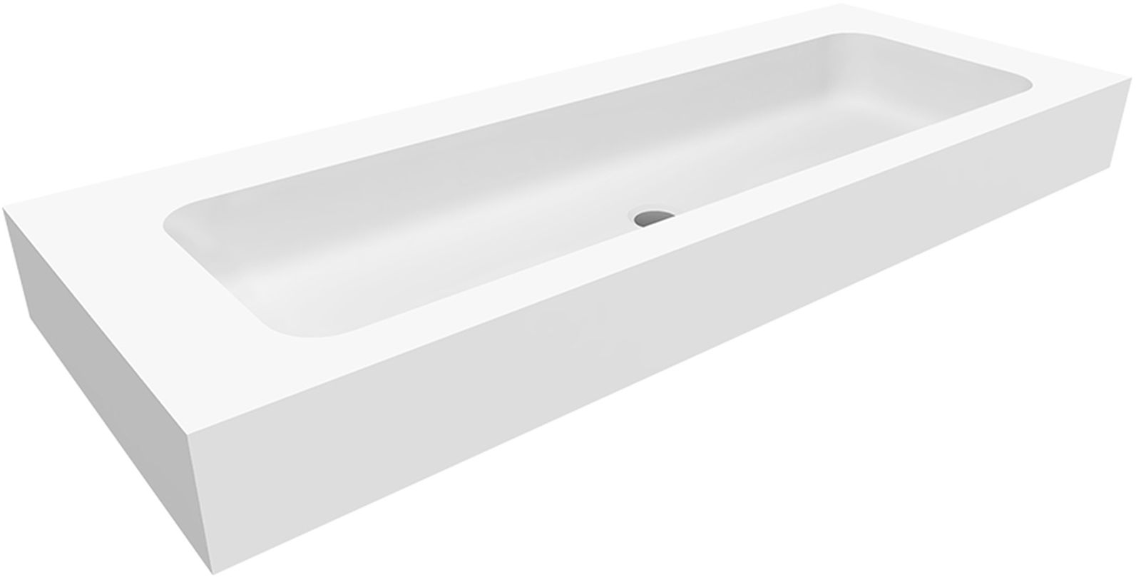 Cristalstone Linea Simpla umywalka 120x45 cm prostokątna ścienna biała U1200-MOT/BO