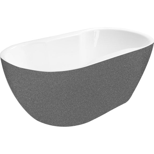 BESCO Wanna wolnostojąca NAVIA GLAM GRAFIT 160x80 cm syfon z przelewe