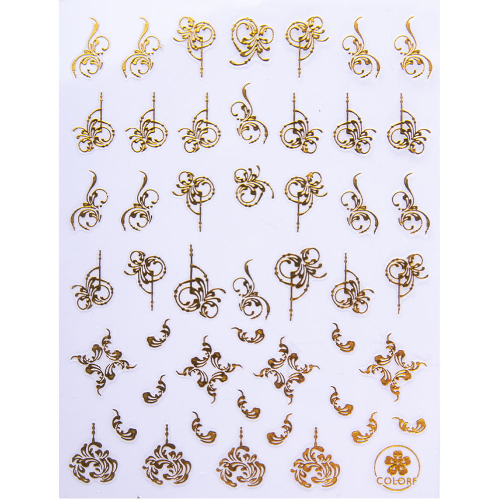 Naklejki do paznokci cienkie samoprzylepne wzory ornamenty CB-176 złote