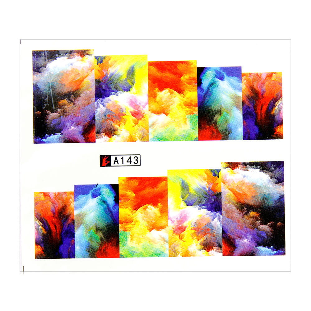 Naklejki wodne do paznokci arkusz 6,5 x 5,5 cm na 10 palców Nr a143