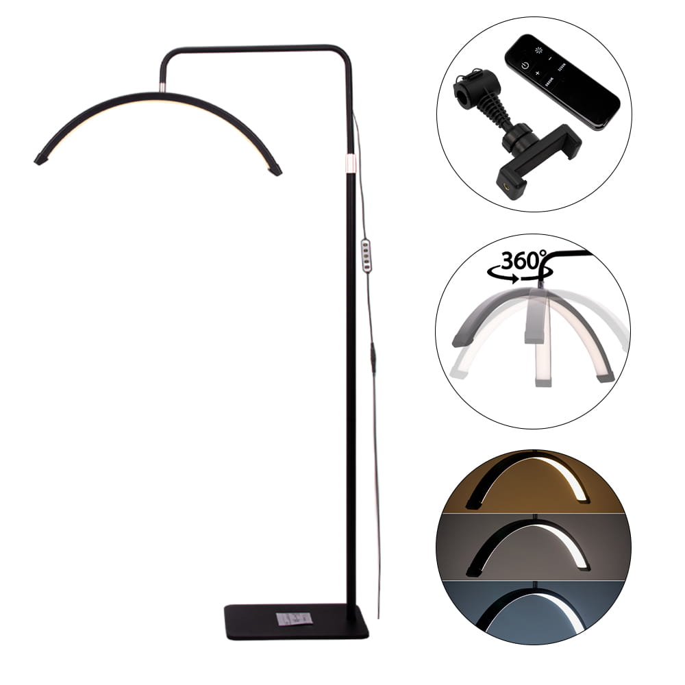 Lampa kosmetyczna LED łuk 30W podłogowa bezcieniowa czarna HD-M6X