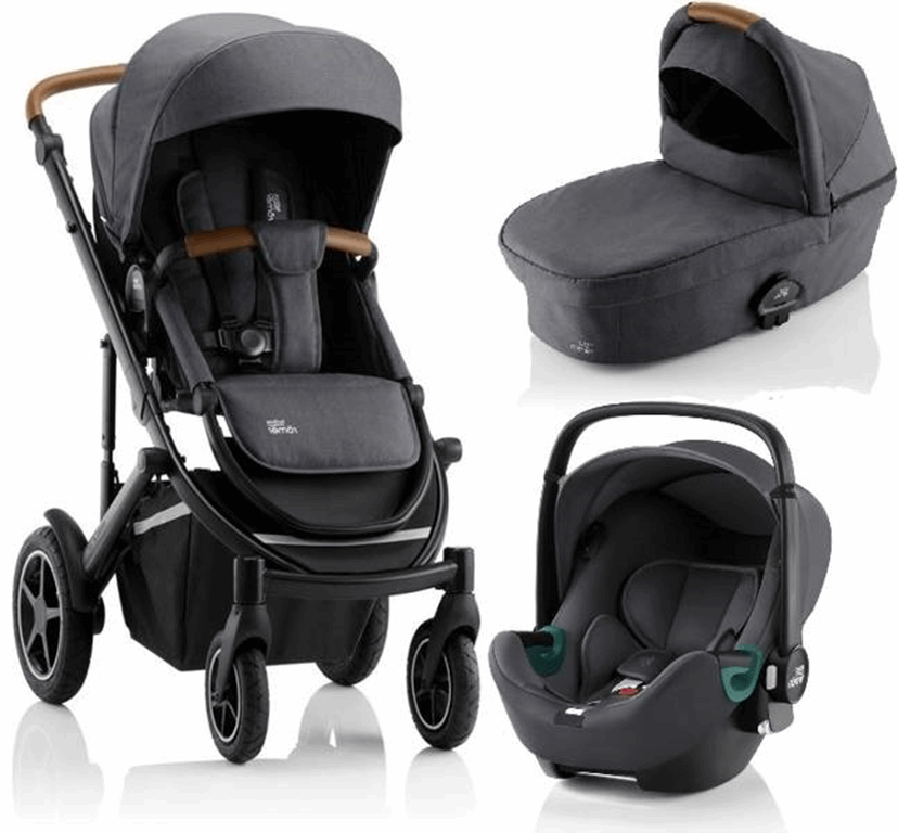 Britax Romer, Smile 3 Komfort iSense - wózek głęboko - spacerowy z fotelikiem Baby-Safe iSense 3w1-Midnight Grey