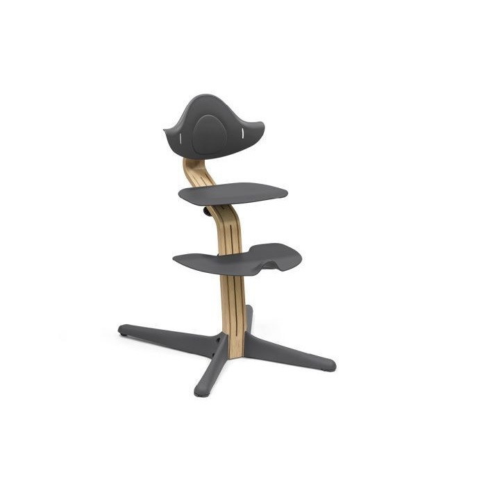 Stokke Nomi + Newborn Set - krzesełko + zestaw dla noworodka-Oak Anthracite-Newborn Set Black-Grey Pink