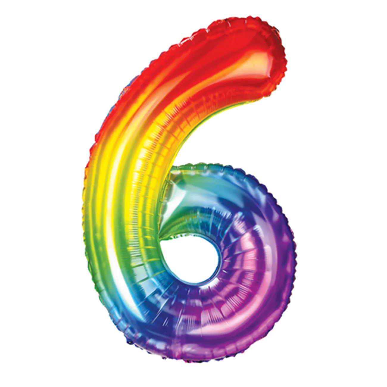 Balon foliowy Cyfra ''6'', 100 cm, tęczowy