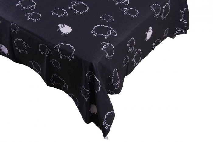 Prześcieradło BARANKI 140x200 - bez gumki, wz. czarne