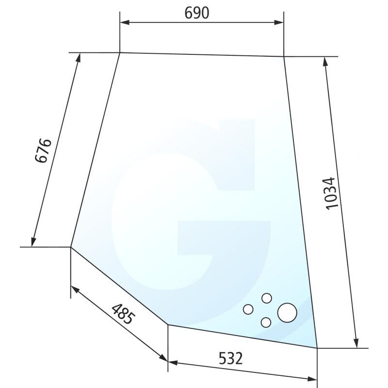 Szyba drzwi górna, lewa Valmet V33191000,33191000