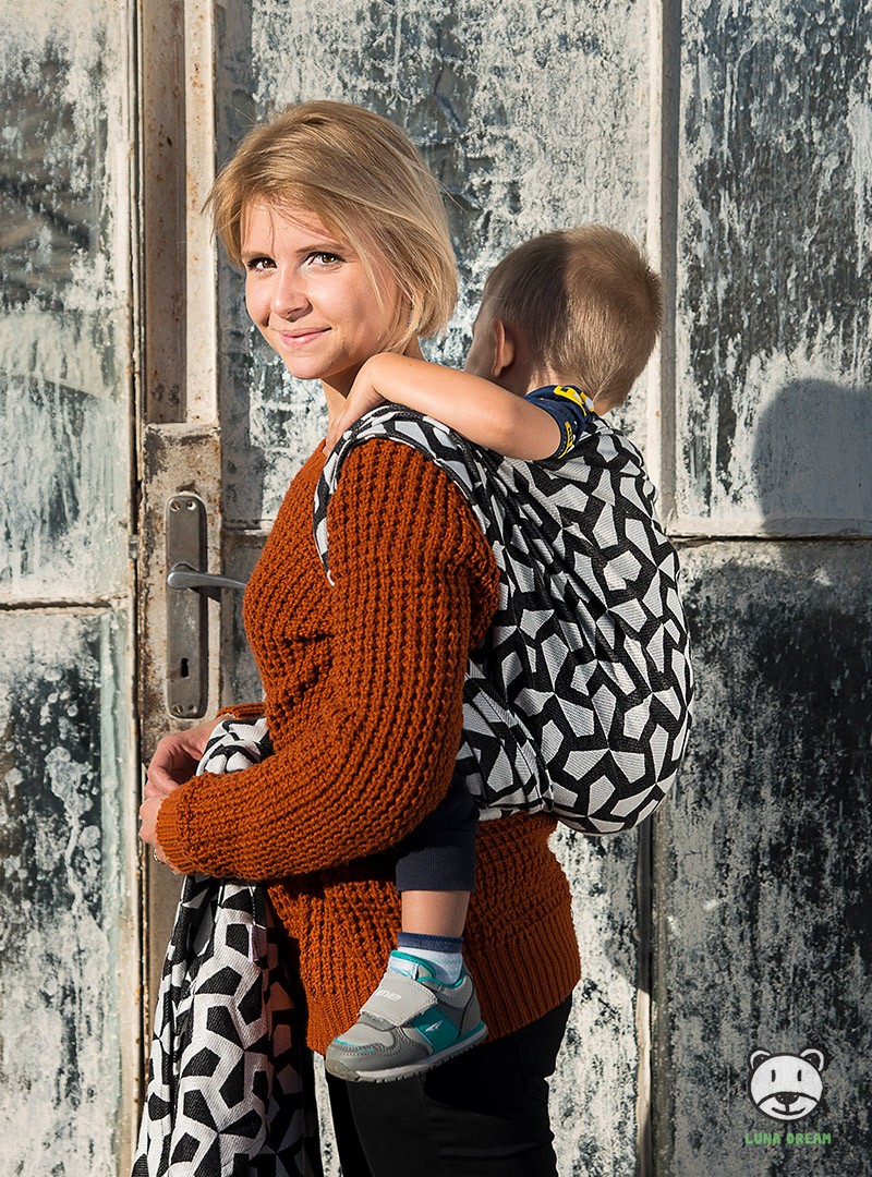 Chusta do noszenia dzieci MITSU (czarna)- 100% Bawełna, splot żakardowy