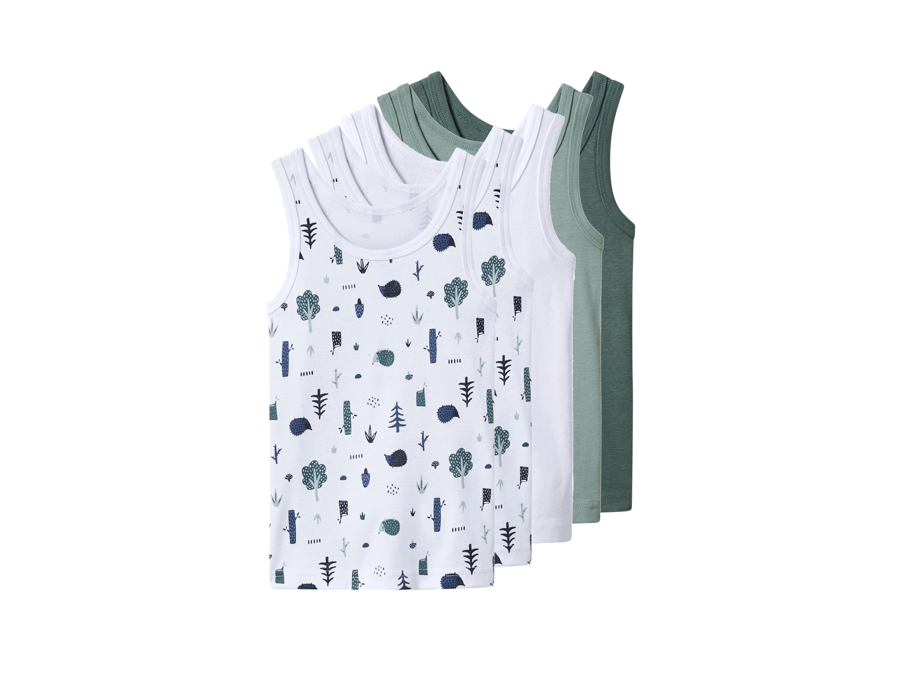 lupilu Podkoszulki dziecięce z biobawełny, 5 sztuk Biały/zielony, 122/128