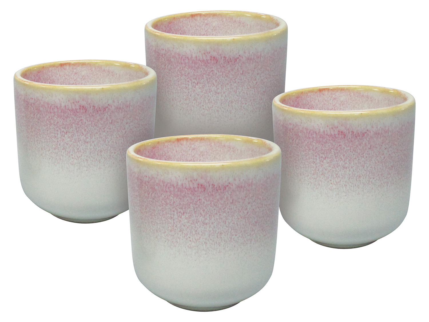 vanWell Komplet 4 kubeczków do espresso z ceramiki z porowatą glazurą, 130 ml Różowy