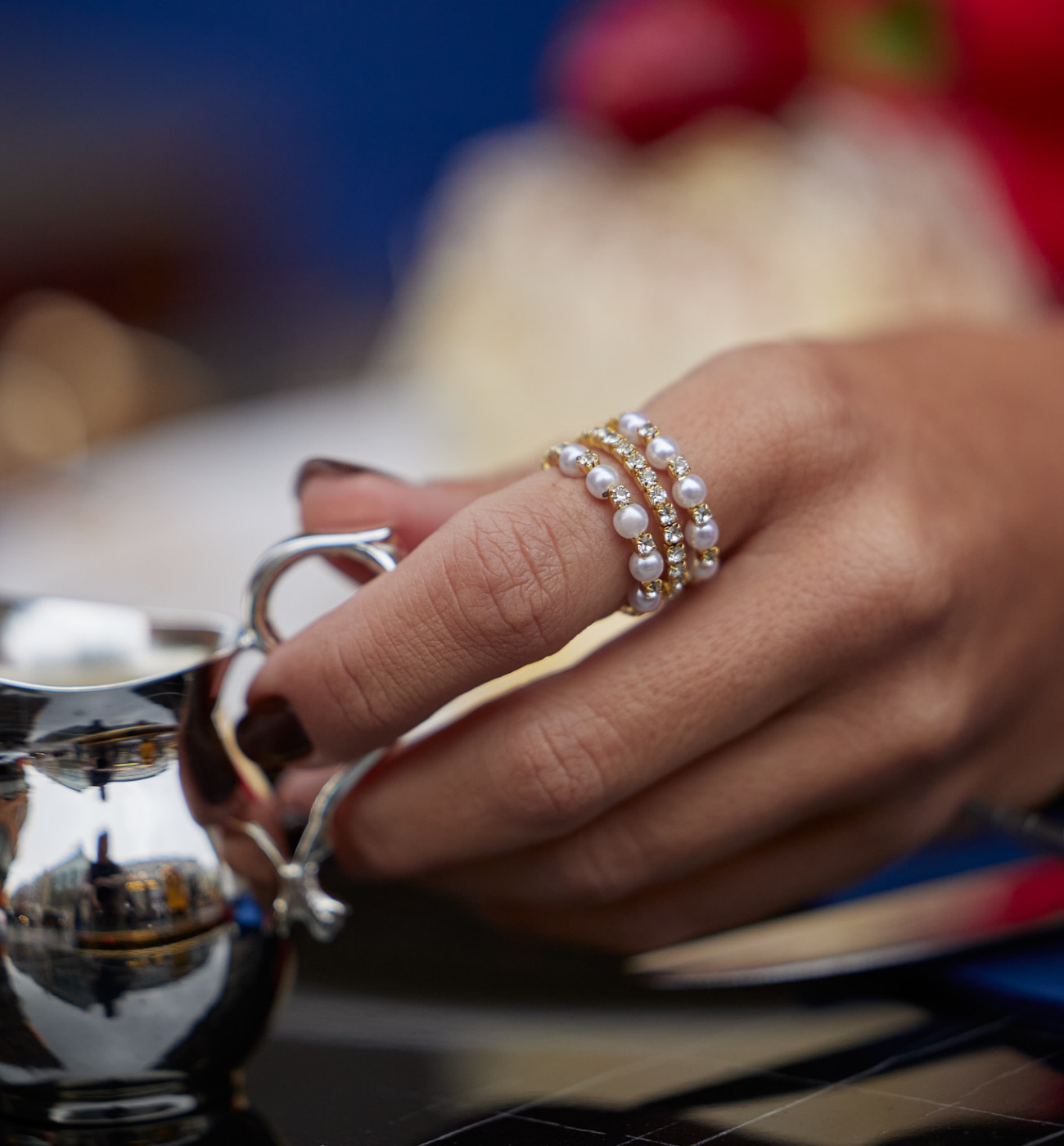 Pierścionek z perłami Golden Sands - By Dziubeka