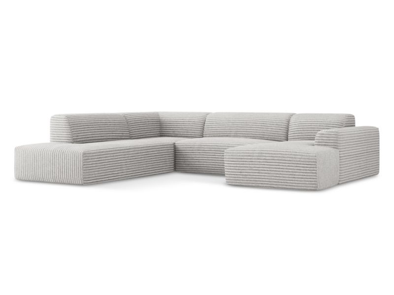 Sofa panoramiczna LaMiaSofa BOVA z tkaniny sztruksowej 344x264 cm jasny szary 1 szt.