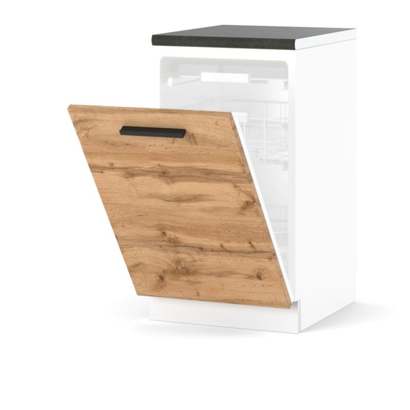 Szafka Kuchenna Hurtownia-Mebli Stojąca Do zmywarki Blanka dolna ZM45 45cm Biały Mat Dąb Wotan 45x47x85 cm 1szt.