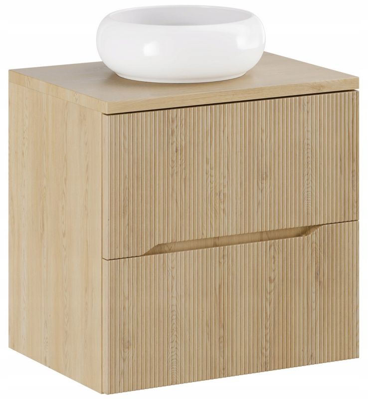 Szafka pod umywalkę Furnidea 60 cm z blatem dąb cremona biała ryflowany Nordic Cremona 1 szt.