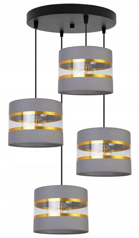 Lampa sufitowa wisząca Light Home LH Elegance Gold 4x E27 60W okrągły szary/czarny 1szt.