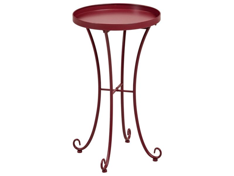 Stolik ogrodowy Cavinia 40 cm Metal Burgundowy 1 szt.