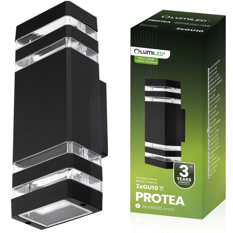 Lampa Ogrodowa Lumiled Kinkiet Elewacyjny GU10 Czarny 1 szt.