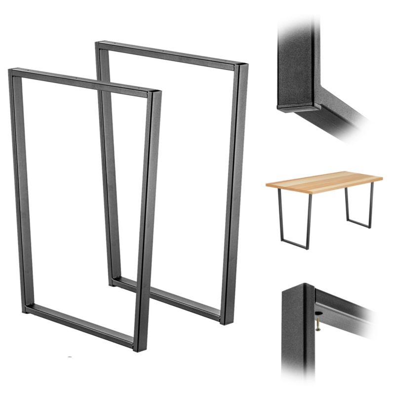 Nogi Do Stołu KADAX metalowe Do Biurka Loft Trapez industrial 60x75 cm Czarny 2szt.