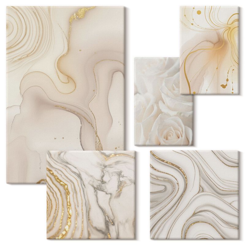 Set Obrazów na Płótnie Wallfluent Abstrakcyjne ciepłe wzory 5 szt.