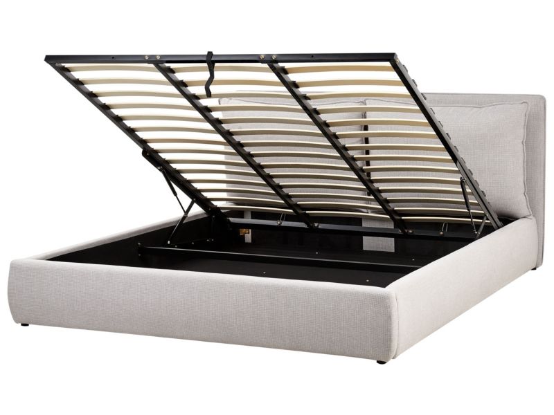 Łóżko z pojemnikiem Bajonna 180 x 200 cm Jasnoszary 1 szt.