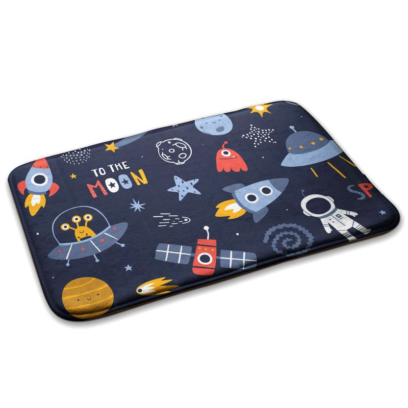 Dywanik dla dzieci Tulup 90x60cm Kosmos i rakiety Miękki i antypoślizgowy 1 szt.