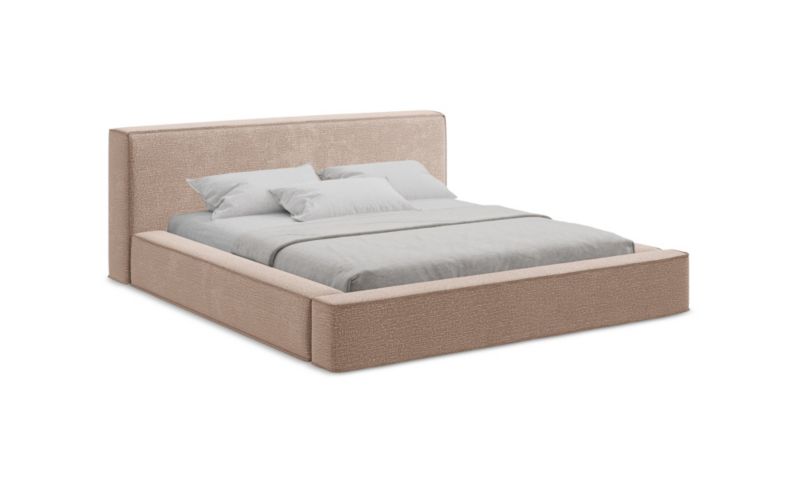 Tapicerowane łóżko z pojemnikiem LaMiaSofa Noho Tkanina fakturowana 180x200 Brudny róż 1 szt.