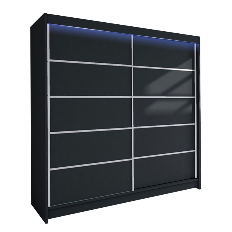 Szafa MIRJAN 24 z drzwiami przesuwnymi Talin IV z oświetleniem RGB czarny 1 szt.