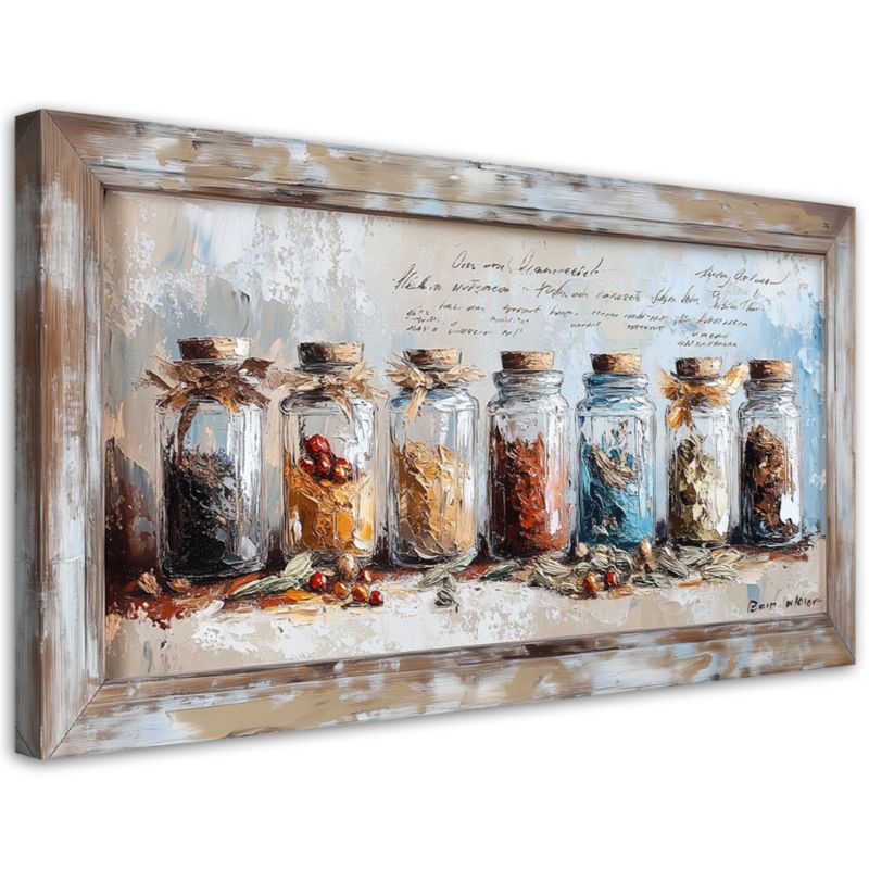 Obraz na płótnie Feeby Zioła Przyprawy Słoiki 100x50cm 1szt