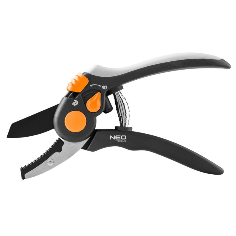 Sekator ogrodowy NEO TOOLS kowadełkowy 200 mm, zakres do 18 mm, regulowany rozstaw 1 szt