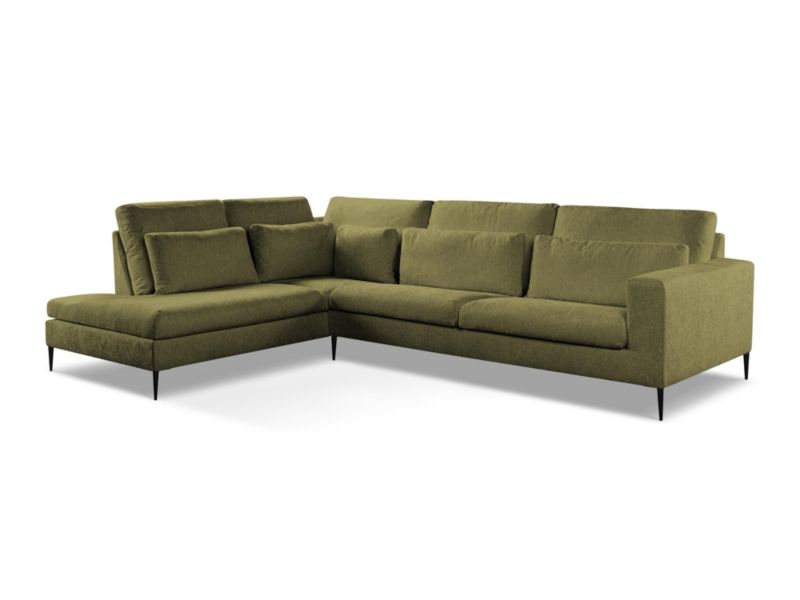Narożnik lewy LaMiaSofa DIANO z tkaniny szenilowej 314x222 cm oliwkowy 1 szt.