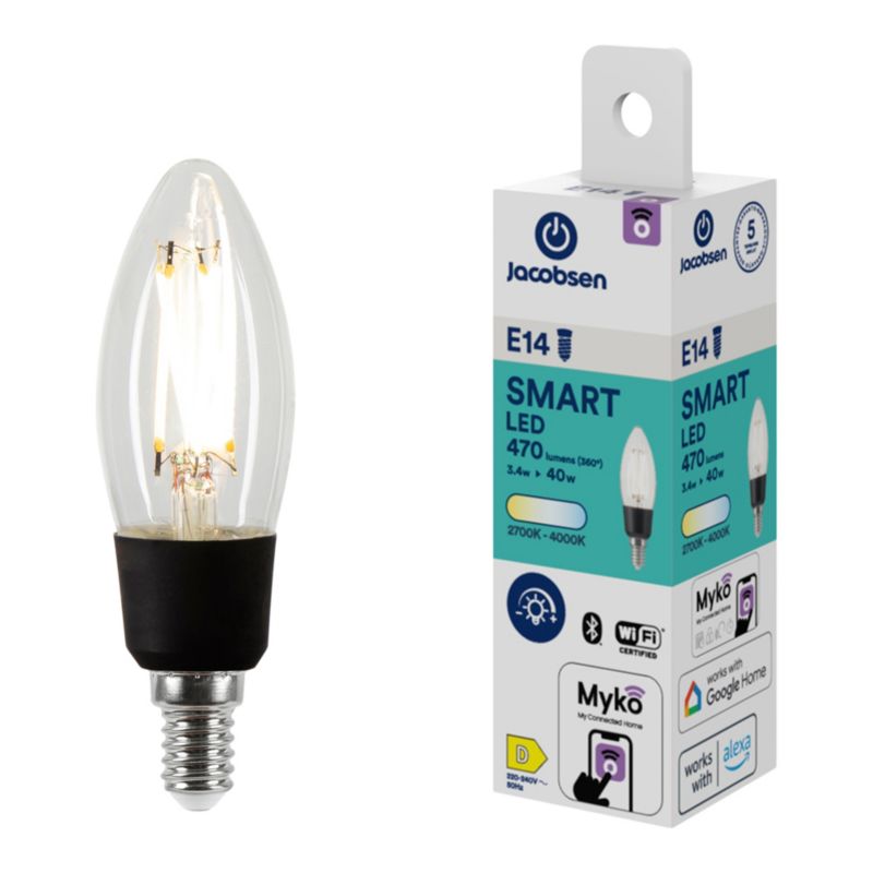 Inteligentna żarówka LED Filament Jacobsen Myko C35 E14 470 lm CCT