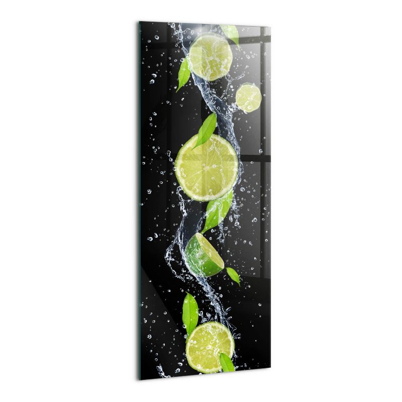 Szklany Obraz Ścienny Wallfluent 50x125 cm Limonki mięta woda 1 szt.