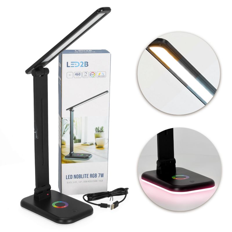 Lampka biurkowa LED Kobi rgb 7W 3cct czarna 1szt