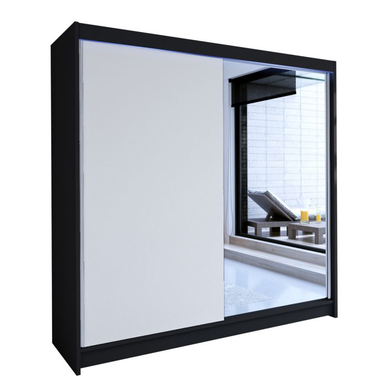 Szafa MIRJAN 24 z drzwiami przesuwnymi Talin I z oświetleniem RGB czarny/biały 1 szt.