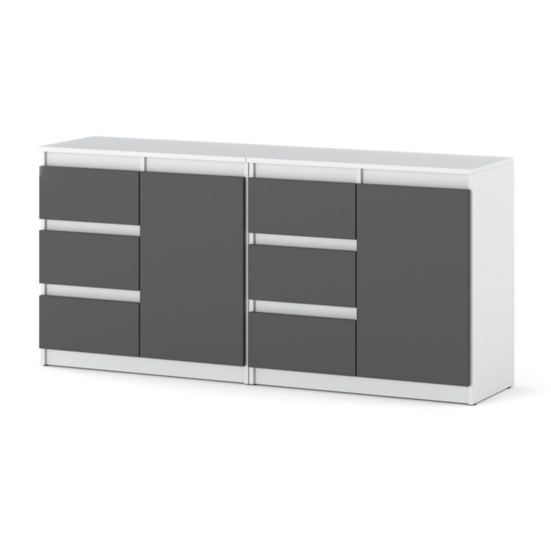 Komoda Hurtownia-Mebli Szuflady 6 Agna Mini 160cm Biały Mat Szary Mat 160x35x75 cm 1szt.