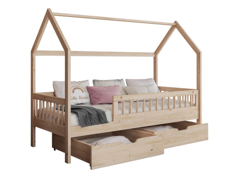 Łóżko dziecięce z barierką MIRJAN 24 Gaja 90x200 buk 1 szt.