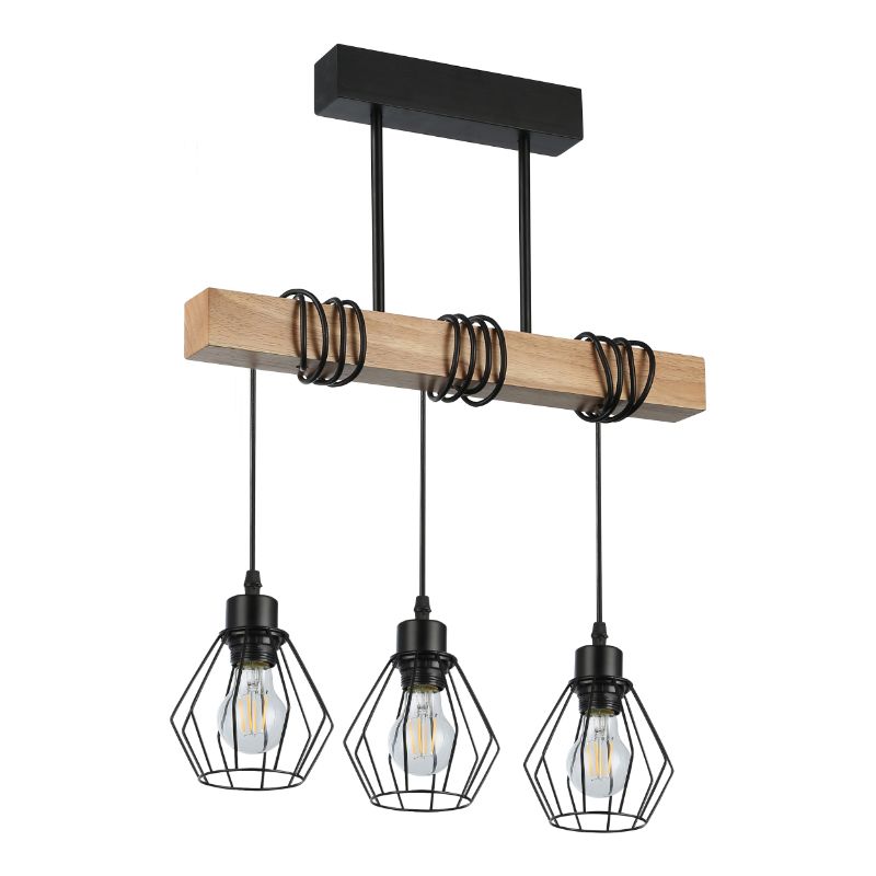 Lampa wisząca, DPM, 3 x E27, czarna, 1szt
