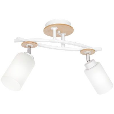Lampa sufitowa wisząca Luminex Tokio biały mat-jasne drewno wym: 31 x 41 x 14 cm 2xE27 x 15W 1 szt.