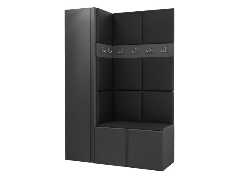 Garderoba MIRJAN 24 Orion IX grafit + czarna ekoskóra 1 kpl.