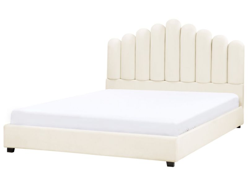 Łóżko Welur Vincennes 180 x 200 cm Złamana biel 1 szt.