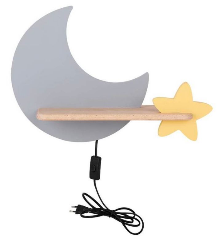 Kinkiet Candellux Moon jasne drewno z szarym LED 5W 4000K 250lm IP20 wym: 27,5 x 39,5 x 12 cm - 1 szt.