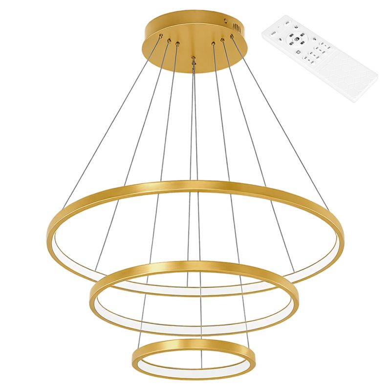 Żyrandol LED MasterLED Coma 77W regulowana barwa 20/40/60cm trzy pierścienie pilot lampa wisząca złota 1 szt.