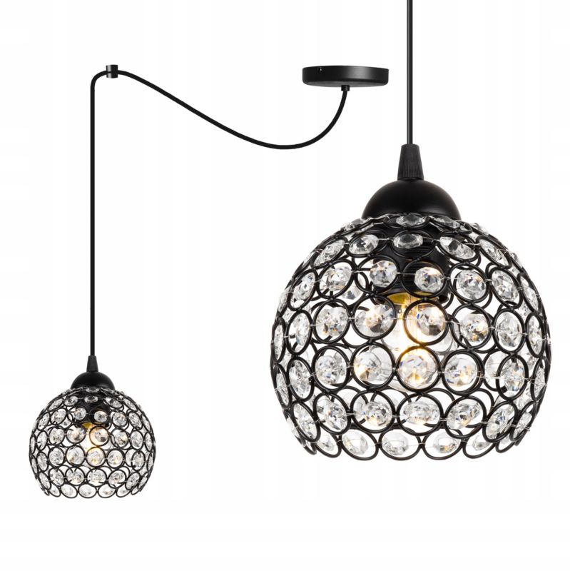 Lampa sufitowa wisząca Light Home LH Crystal Spider 1x E27 60W kryształki czarny 1szt.