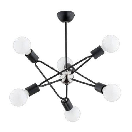 Lampa sufitowa wisząca Alfa Bari 6963 czarna-chromowana industrialna 6xE27 x 15W 1 szt.