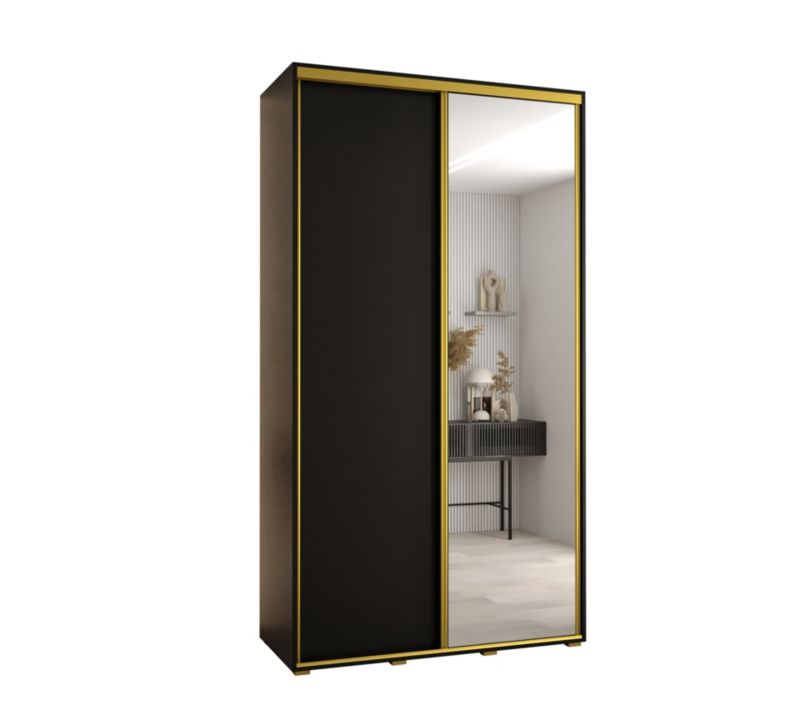 Szafa przesuwna Abiks DAVOS 3 wysoka szer.140cm gł.45cm czarny/czarny/złoty 1szt.