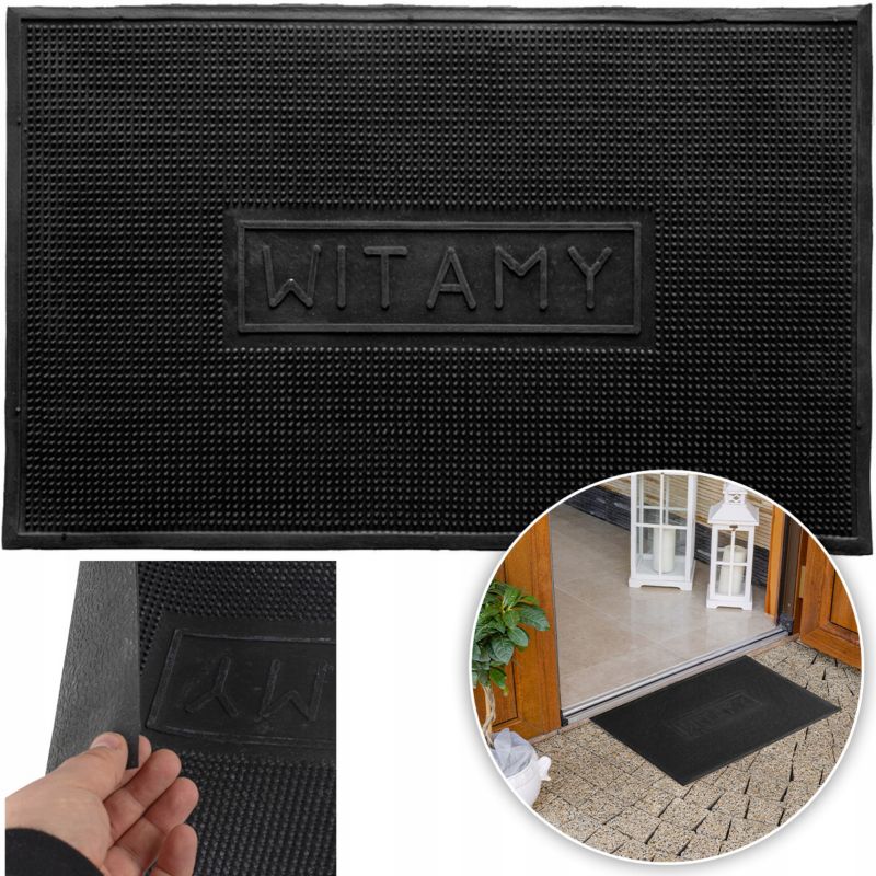 Wycieraczka gumowa Deco4Home Witamy pod drzwi 35 x 60 cm czarna 1 szt.
