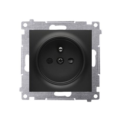 Gniazdo pojedyncze Kontakt-Simon S54 z uziemieniem i przesłoną czarne 1 szt.