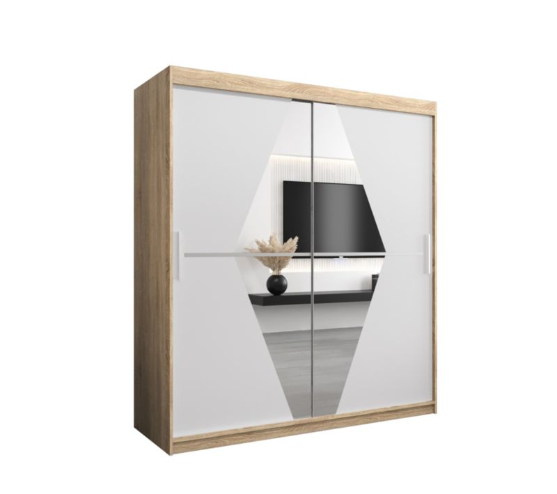 Szafa przesuwna Garderoba Abiks BOLIWIA 180 dąb sonoma +biały mat 1 szt.